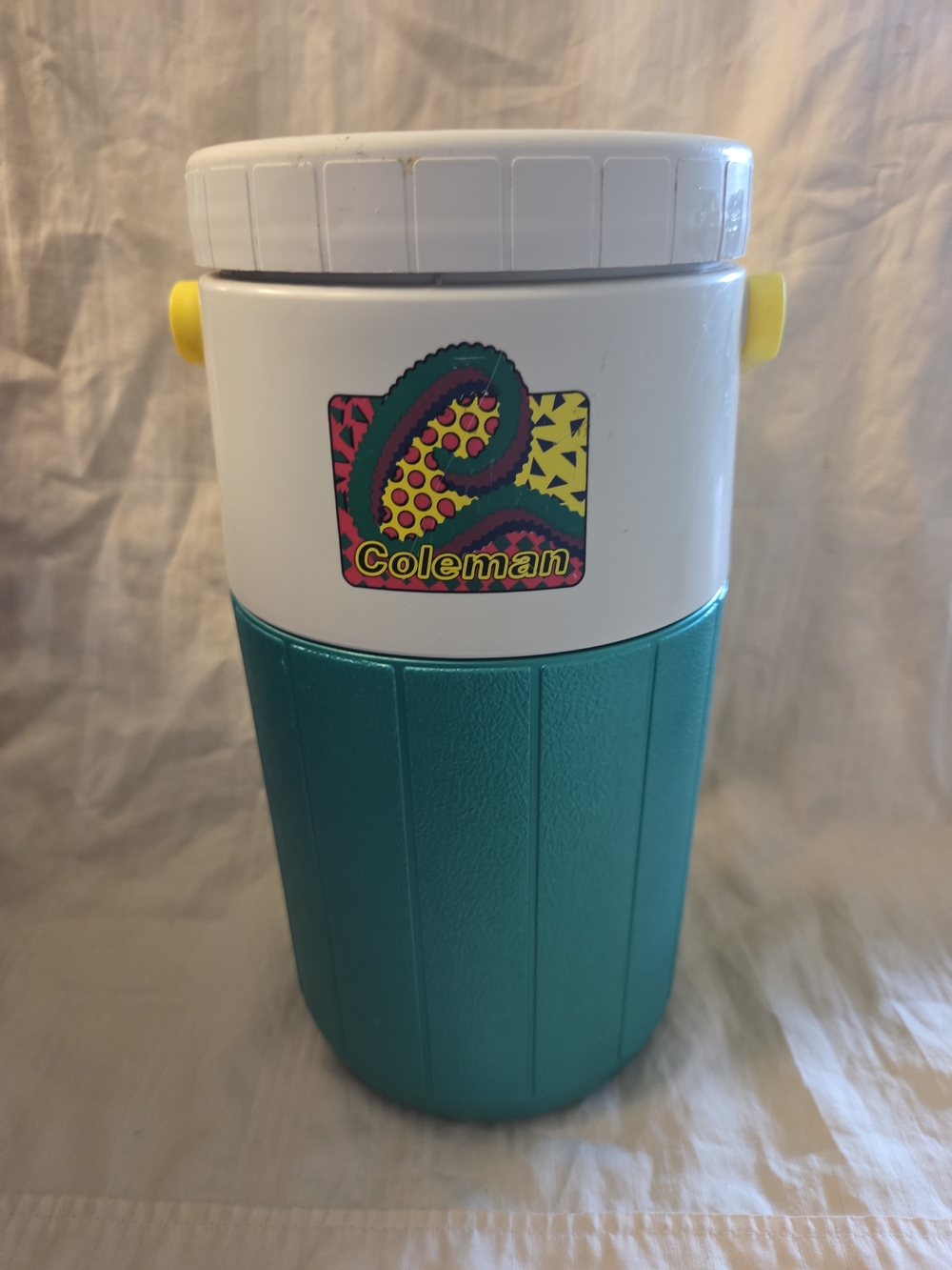 Vintage Coleman 1993 Teal & White Portable Water Jug 1/2 gallon Flip Spout #5590